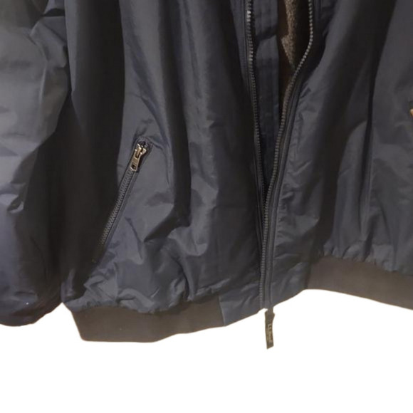 L.L. Bean Mens Warm-up Jacket in Navy Zip Pockets Gray Fleece Lined Size L Reg - Picture 5 of 7